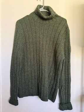 Abercrombie & Fitch Olive Ribbed Turtleneck Sweater